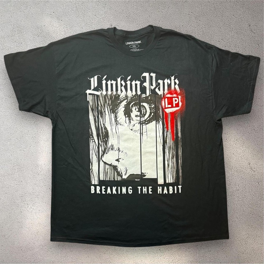 Linkin Park Breaking The Habit Black Graphic T-Shirt XXL 2023 Band Tee Mens